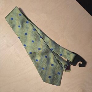 VTG Casual Evolution Mens Necktie Green Diamond 60in 3.75in Tie Cravat 100% Silk